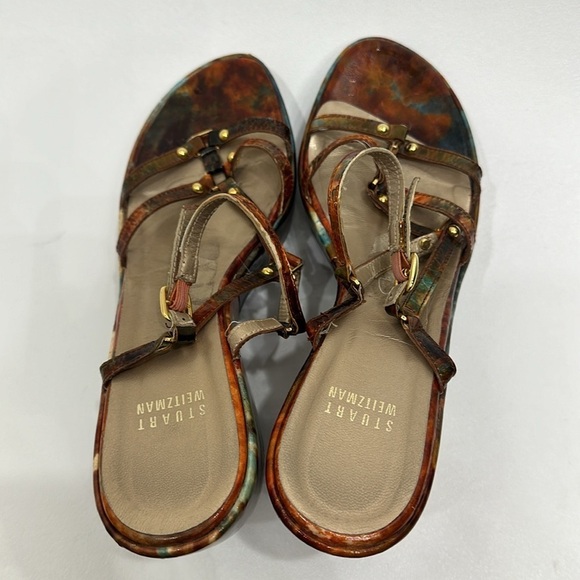 Stuart Weitzman Strappy wedge sandals orange and blue size 38 - Picture 3 of 13